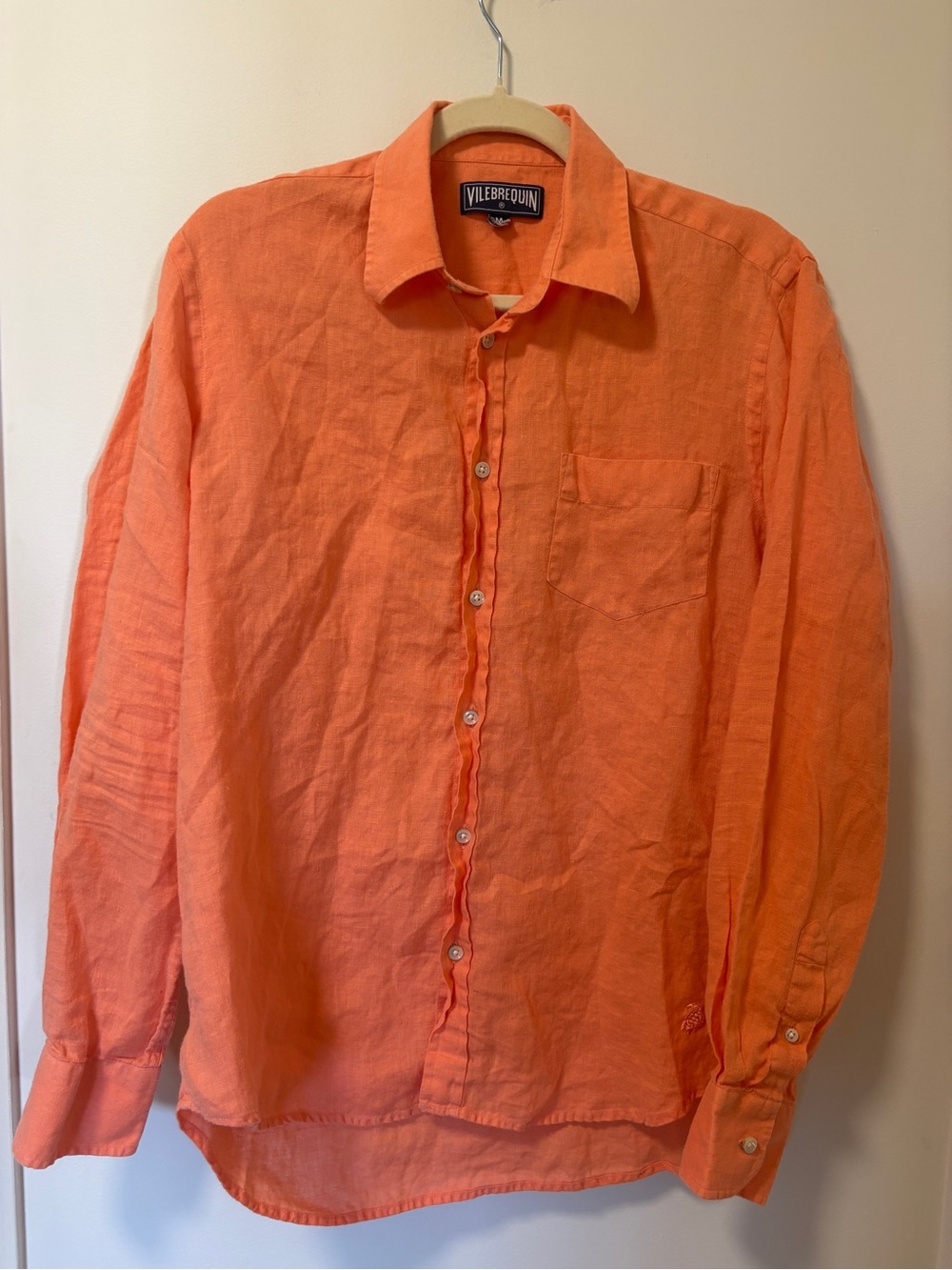 Vilebrequin Orange Linen shirt Size Medium